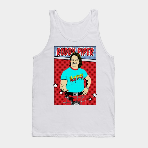 Roddy Piper Pop Art Comic Style Tank Top by Flasher